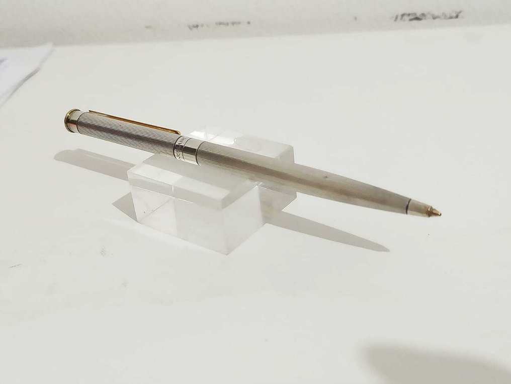 Montblanc - Montblanc *Noblesse n. 18220* penna ballpoint gold/silver plated placcata oro/argento pinestriped - No reserve price - Fountain pen #3.2