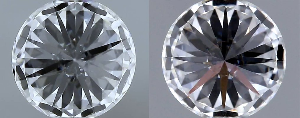 Ingen reservasjonspris - 2 pcs Diamant (Naturlig) - 1.06 ct - Rund - F - VVS1 - Gemologisk institutt i Amerika (GIA) - Matchende par EX VG #3.2