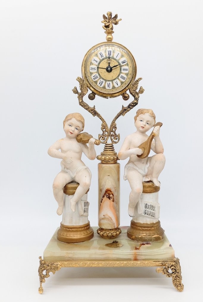 時鐘 -   瓷器, 縞瑪瑙, 黃銅 - 1930-1940 #1.0
