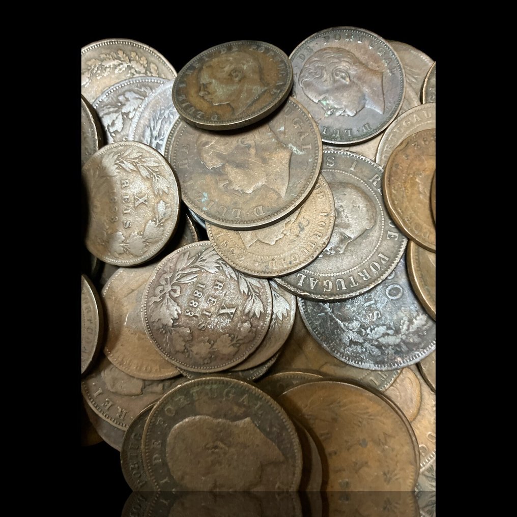 Portogallo. D. Luís, D. Carlos II e D. Manuel II. Lote de 60 Moedas em Cobre de III, X e XX Reis several dates (Senza prezzo di riserva) #1.0