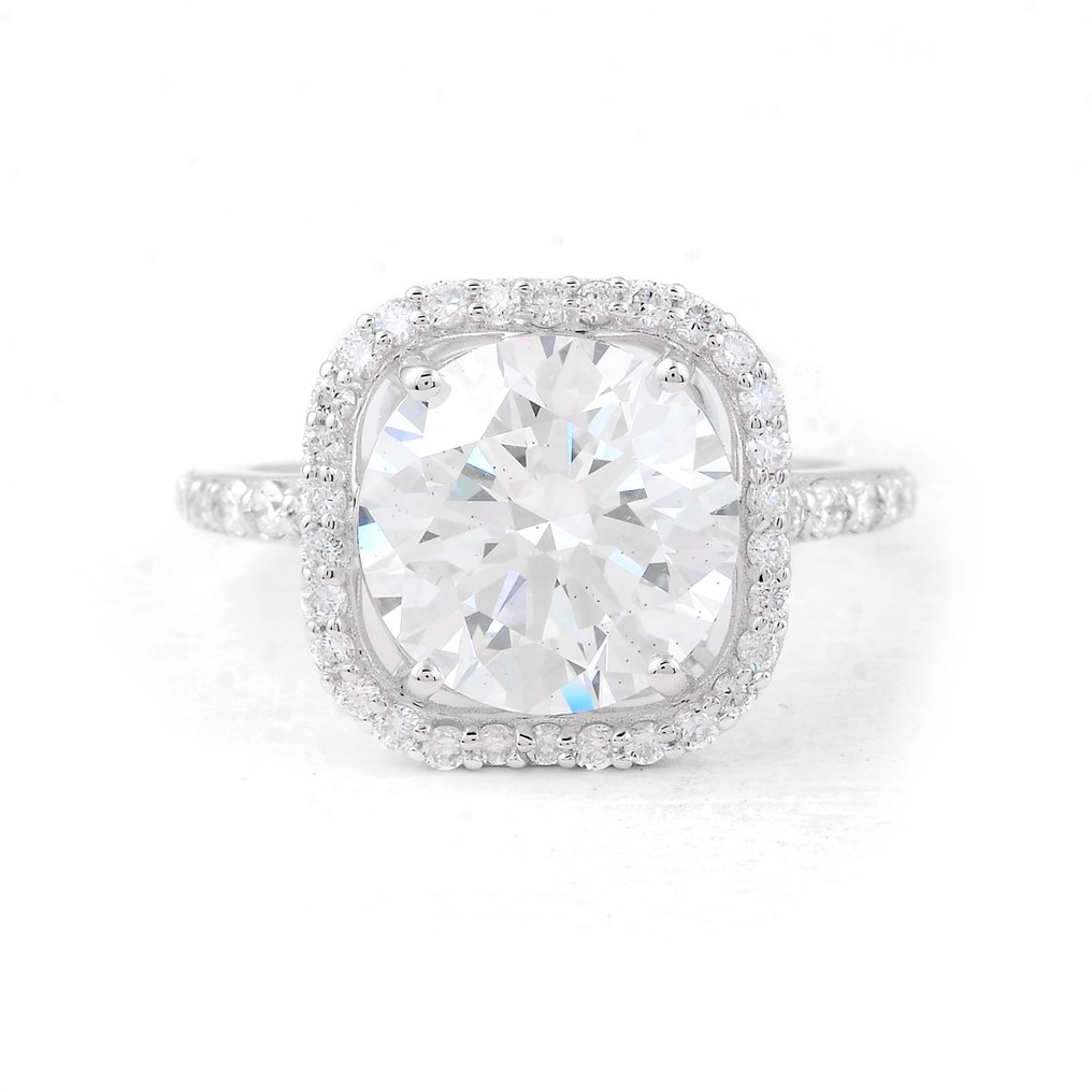 No reserve price - Ring - 14 kt. White gold - 5.35ct. tw. Diamond (Lab-grown) - Diamond #1.0