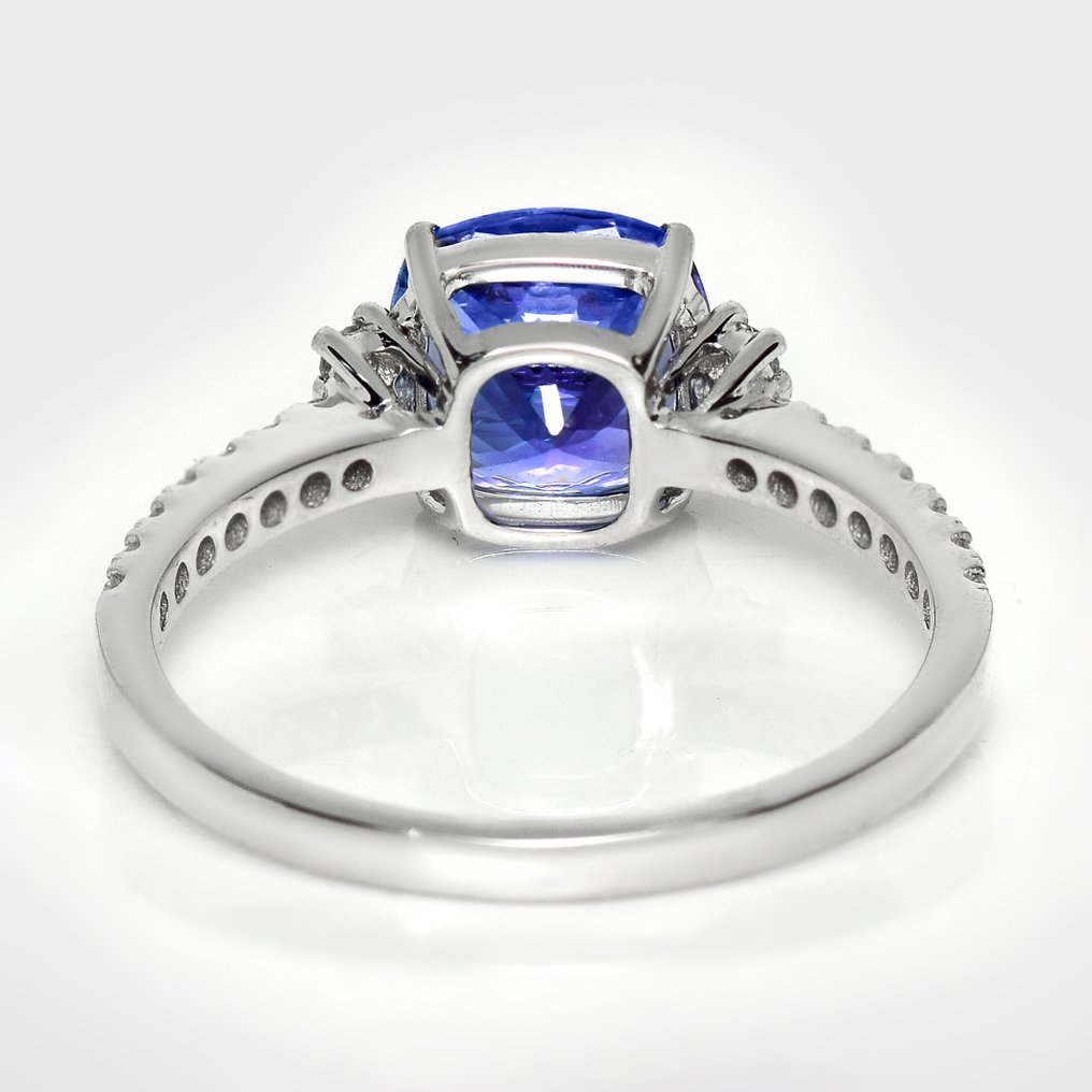Sans prix de réserve - Bague - 14 carats Or blanc, HRD 1,76 ct Bleu Intense - 2.00ct. tw. Tanzanite - Diamant #4.3