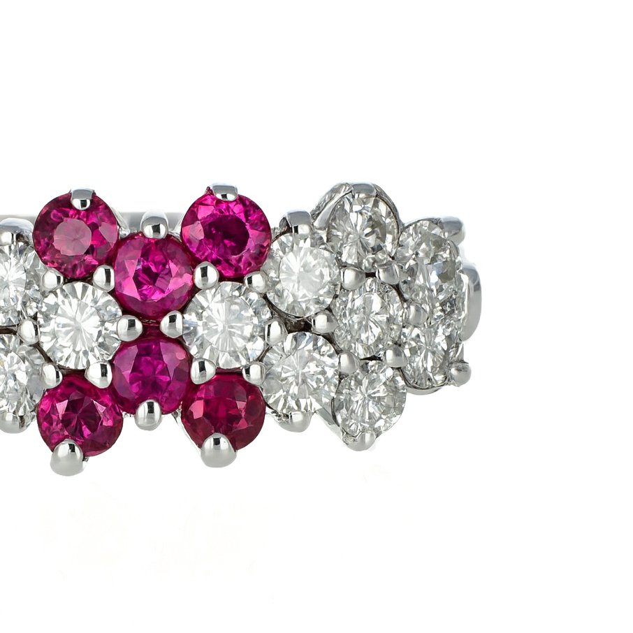 Gyűrű - 18 kt. Fehér arany - 0.64ct. tw. Gyémánt (Természetes) - Rubin #1.0