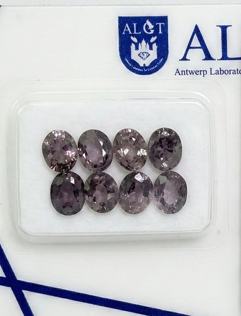 8 pcs  Spinell  - 3.67 ct - Antwerp Laboratory for Gemstone Testing (ALGT) - Intense Deep Pink #1.0
