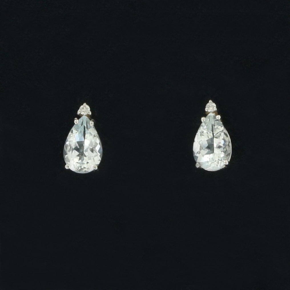 Sans prix de réserve - Boucles d'oreilles - 18 carats Or blanc - 2.34ct. tw. Aigue-marine - Diamant #1.0