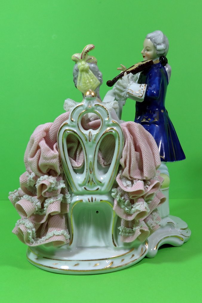 Porzellanfabrik Sandizell & Porzellanfabrik Wilhelm Rittirsch - Figurine - harpduo en danspaar (2) - Porcelain #3.2
