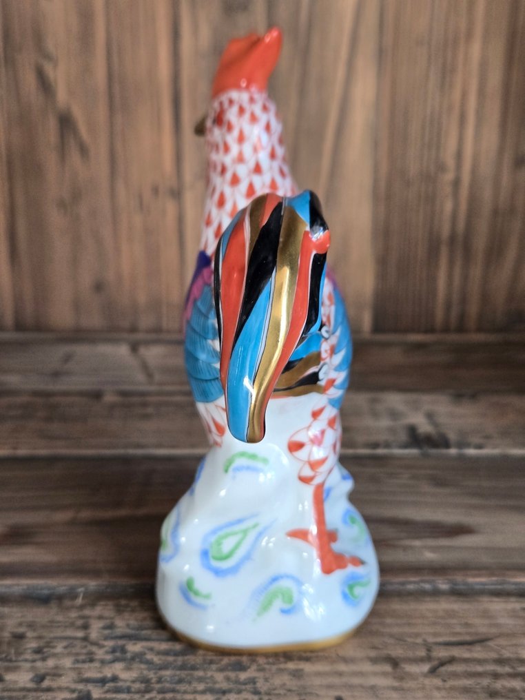 Herend - Statue, Red Fishnet Rooster - 145 mm - Porcelain #3.2