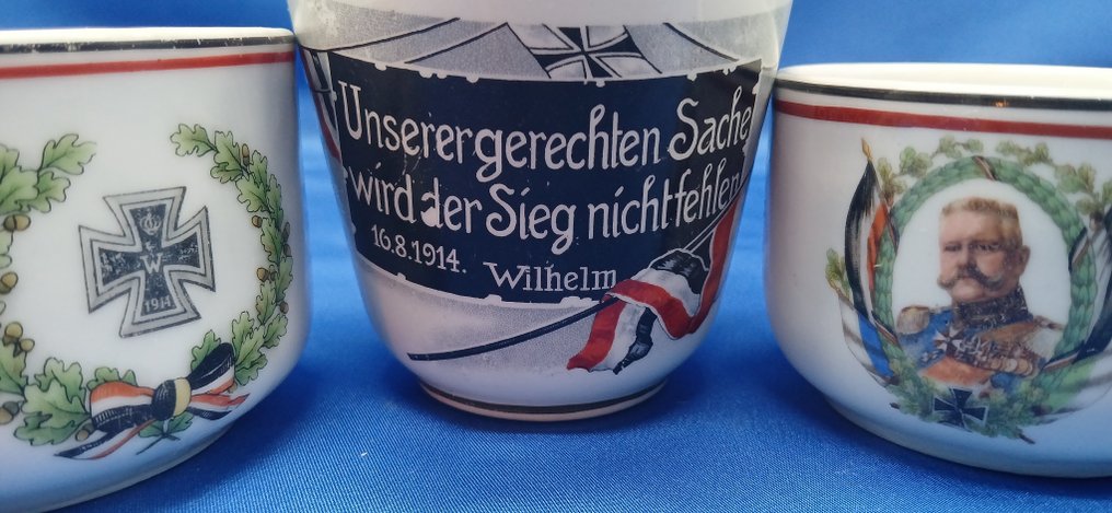 德国 - 三只德国的第一次世界大战咖啡杯 - 军用配件 #4.3