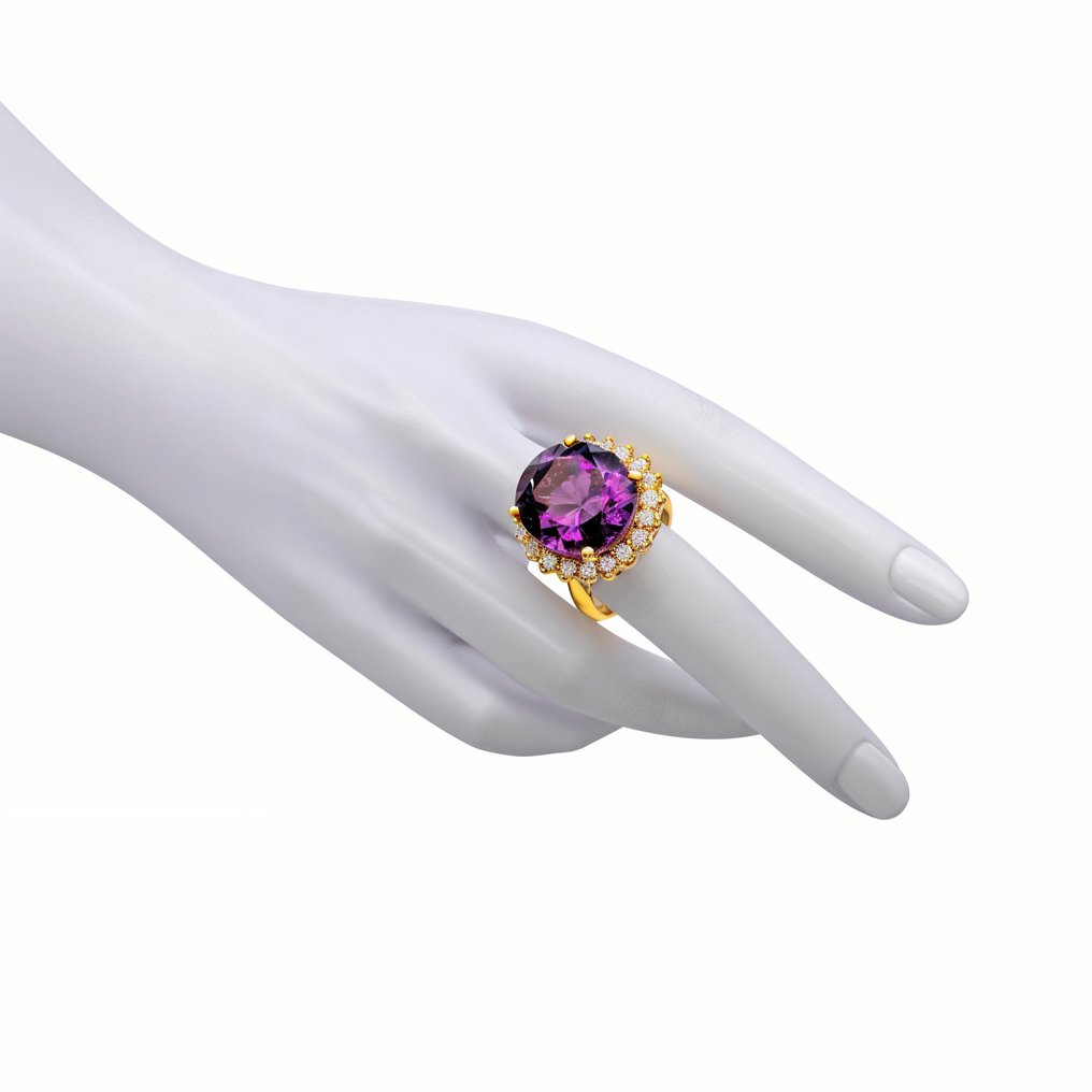 χωρίς τιμή ασφαλείας - Δαχτυλίδι Ασημί, Gold-plated Αμέθυστος - Ζαφείρι - 16,60 καρατίων - Χρυσός 24 καρατίων. #4.3