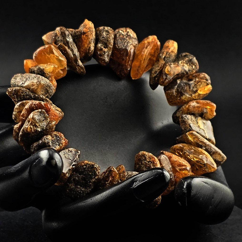 天然波罗的海琥珀手链——未触动的化石段——古老的土色温暖 - 琥珀  (沒有保留價) #1.0