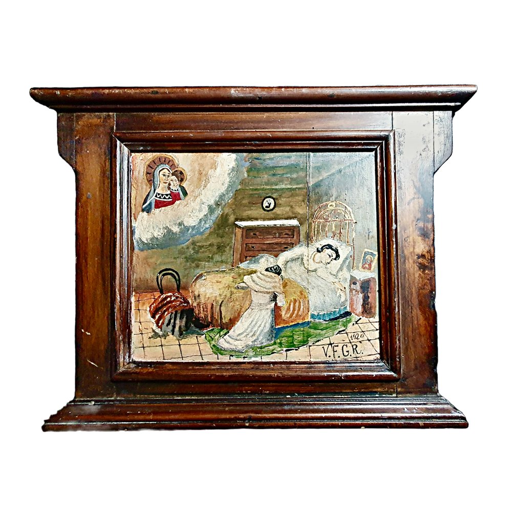  献祭 - 胡桃木 - 1920-1930 - 绘于木板上的许愿信 - 40 x 30 厘米  #1.0