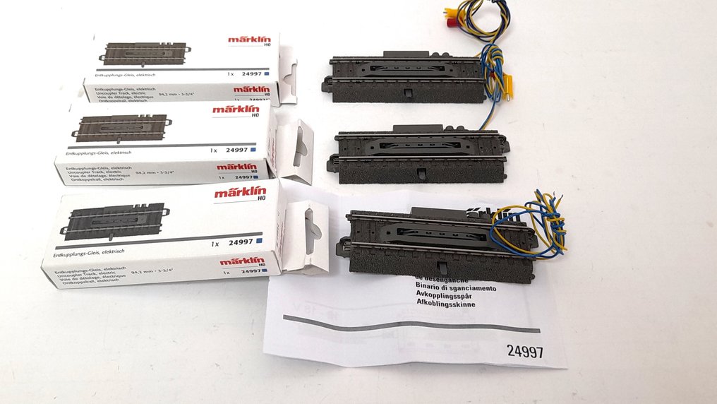 Märklin H0 - 74997, 24997 - Γραμμές τρένου μοντελισμού (5) - Γραμμές αποσύνδεσης με φωτιστικά στηθαία. #1.0