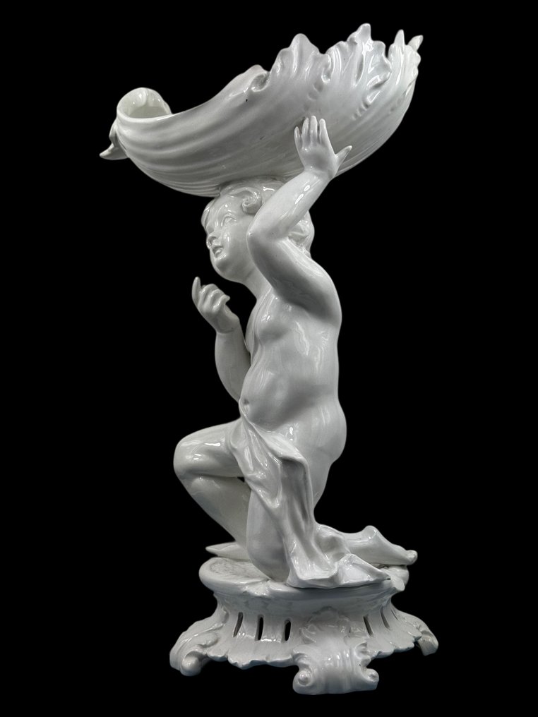 Γλυπτό, Puto con Conchiglia - 46 cm - Γυαλισμένη πορσελάνη - 1960 #1.0