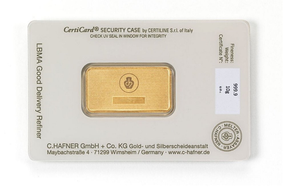 10 gramas - Ouro .999 - C. Hafner - Selado e com certificado #2.1