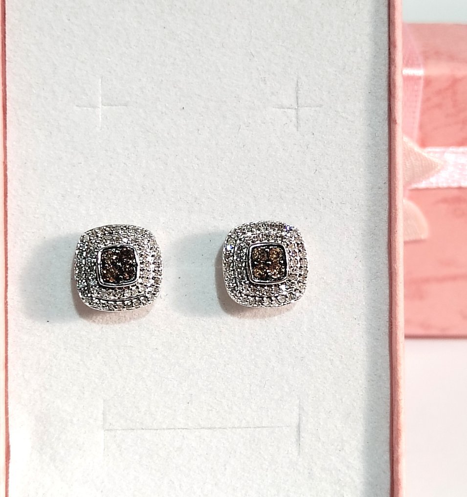 Nincs minimálár - Drop fülbevaló Ezüst -  1.02ct. tw. Gyémánt (Természetes)  #3.2