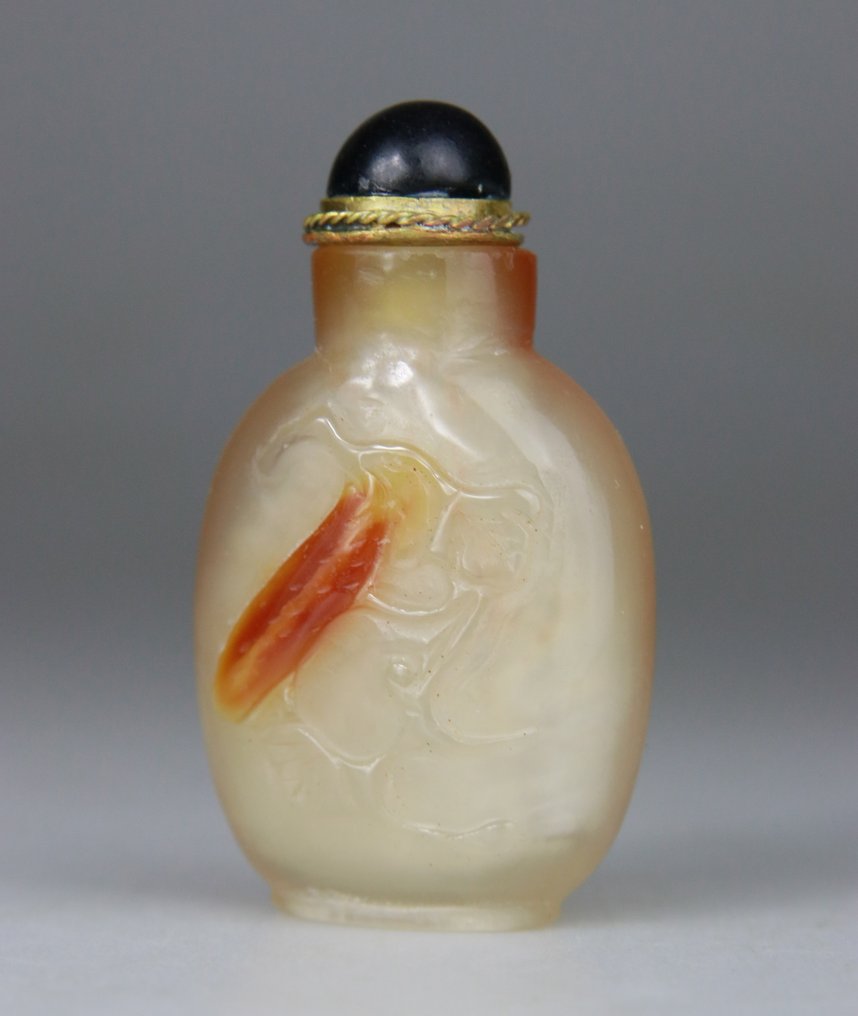 Carved Agate Chinese Snuffbox - Agate Ambree - China - 20th century #2.1
