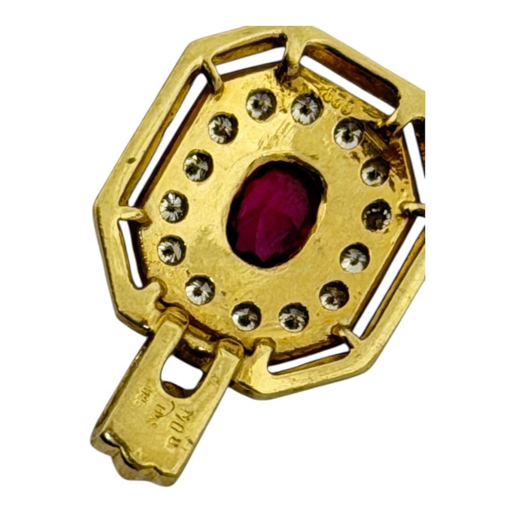 Riipus - 14 kt. Keltakulta - 0.78ct. tw. Rubiini - Timantti #3.2