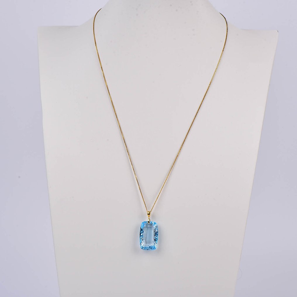 Sem preço de reserva - Colar com pingente - 18 K Ouro amarelo Topázio - Certificada pela ALGT #1.0