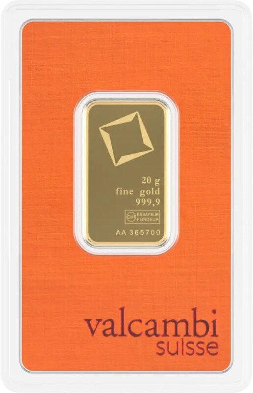 20 gramas - Ouro .999 - Valcambi, Switzerland - Selado e com certificado #2.1