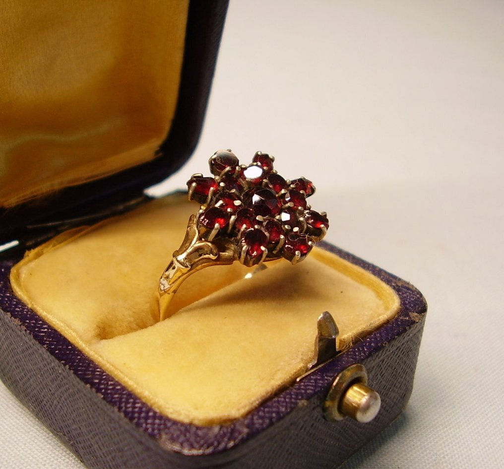 χωρίς τιμή ασφαλείας - Δαχτυλίδι - 14 καράτια Κίτρινο χρυσό -  3.00ct. tw. Γρανάτης - Αρχαία εργασία circa 1880/1900. #1.0
