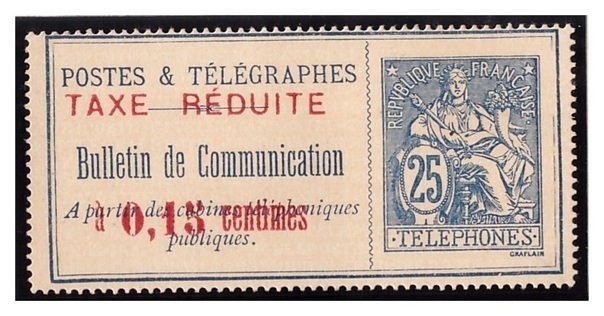 Γαλλία 1897 - Σπάνια παρτίδα από 5 καινούργιες τηλεφωνικές γραμματόσημες. - Yvert n°16/17/18/19 et n°21 Cote Yvert sup. 680€ // Voir photos & déscriptif. #3.2