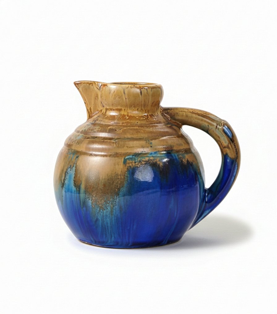 Gilbert Méténier (Français, 1876-1957) - Vaas - Glazuur met koperoxide-effecten en diep kobaltblauw • circa 1922–1928, gesigneerd • Nice - keramiek #1.0