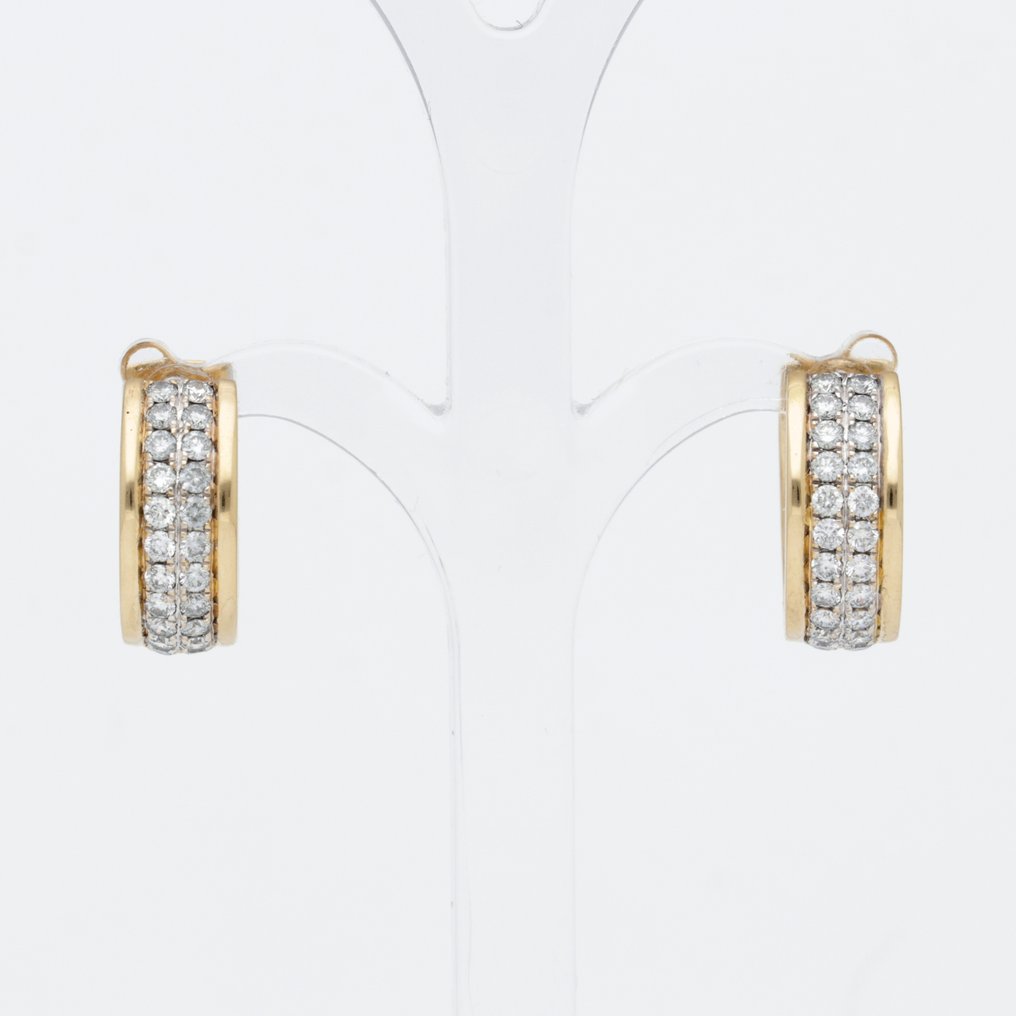 耳环 - 18K包金 黄金 钻石 (天然)  #1.0