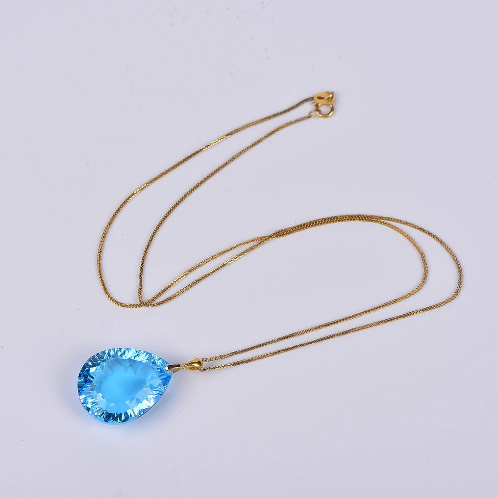 Sans prix de réserve - Collier avec pendentif - 18 carats Or jaune Topaze - ALGT certifié #4.3
