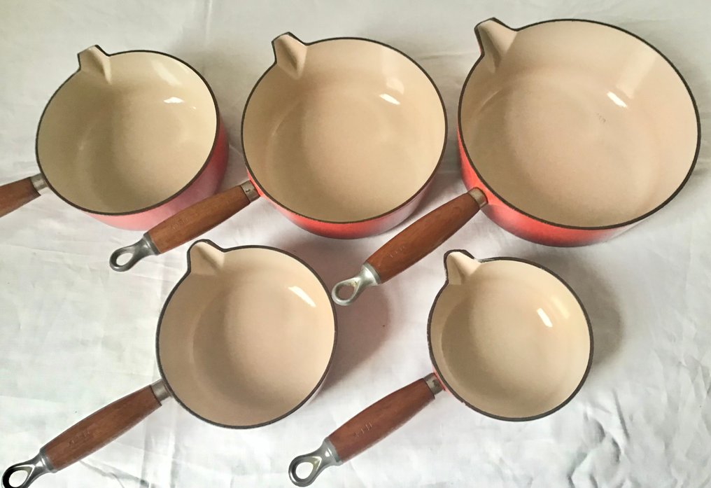 Le Creuset - Kookpan (5) - Set kookpannen met bek in kersenrood geëmailleerd gietijzer, 7,735 kg ! #4.3