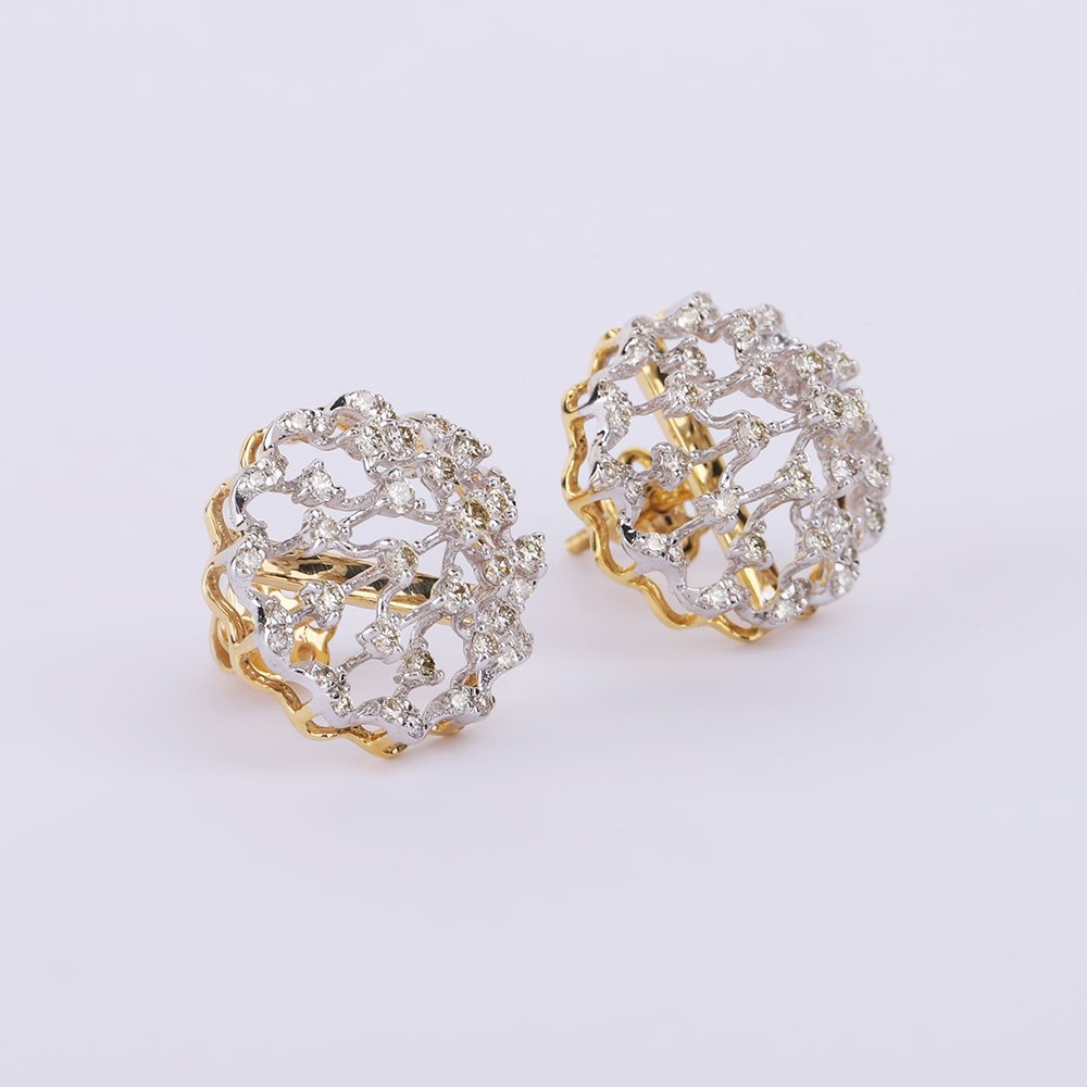 没有保留价 - 小型钉状耳环 - 14K包金 黄金 -  0.75ct. tw. 钻石 (天然) - 黄金钻石耳环 #1.0