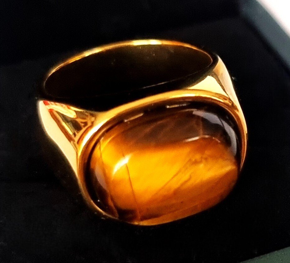 巨型骑士戒指 - 罩面 - 虎眼石 - 防护黑魔法、咒语及其...- 21 g #4.3