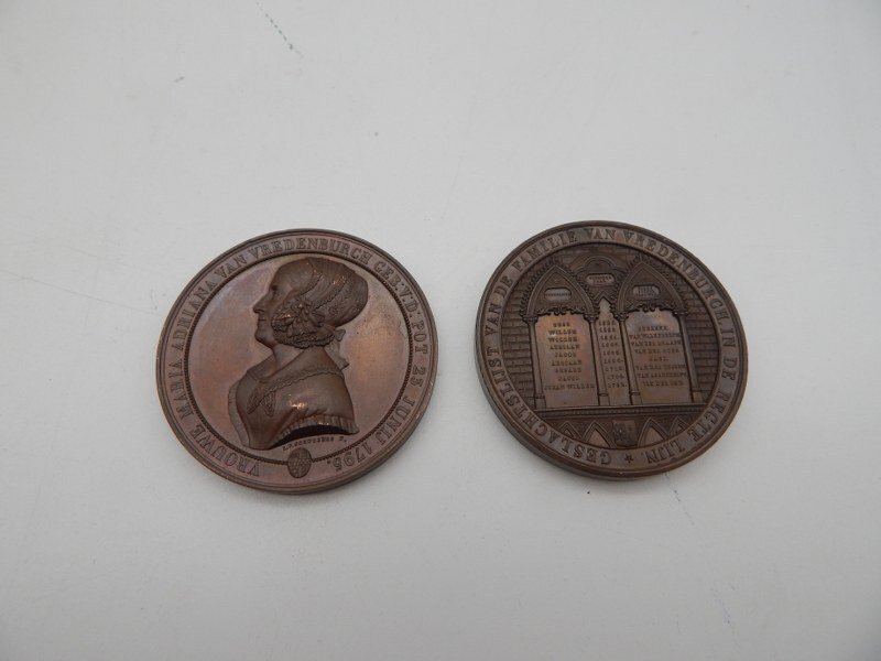 Netherlands - Badge - vrijmetselarij masonic 2 antique medals penningen - 19th - mid #1.0