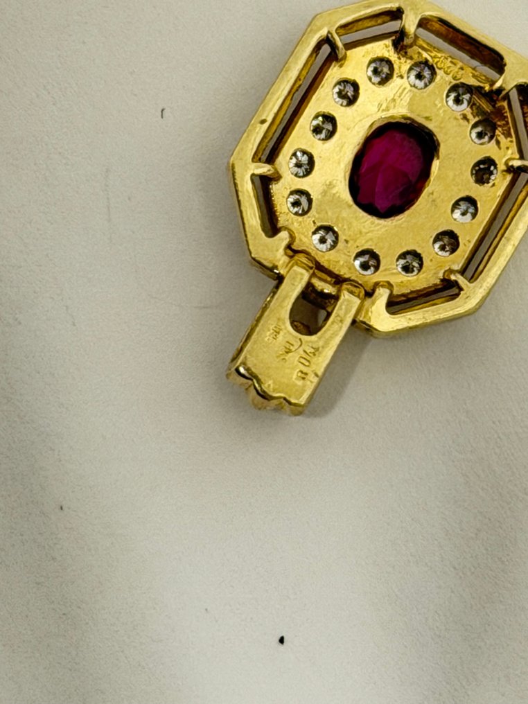 Riipus - 14 kt. Keltakulta - 0.78ct. tw. Rubiini - Timantti #4.3