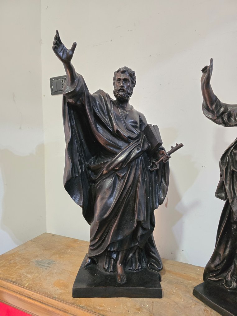 Skulptur, San Pietro e Paolo - 60 cm - Patineret bronse #3.2