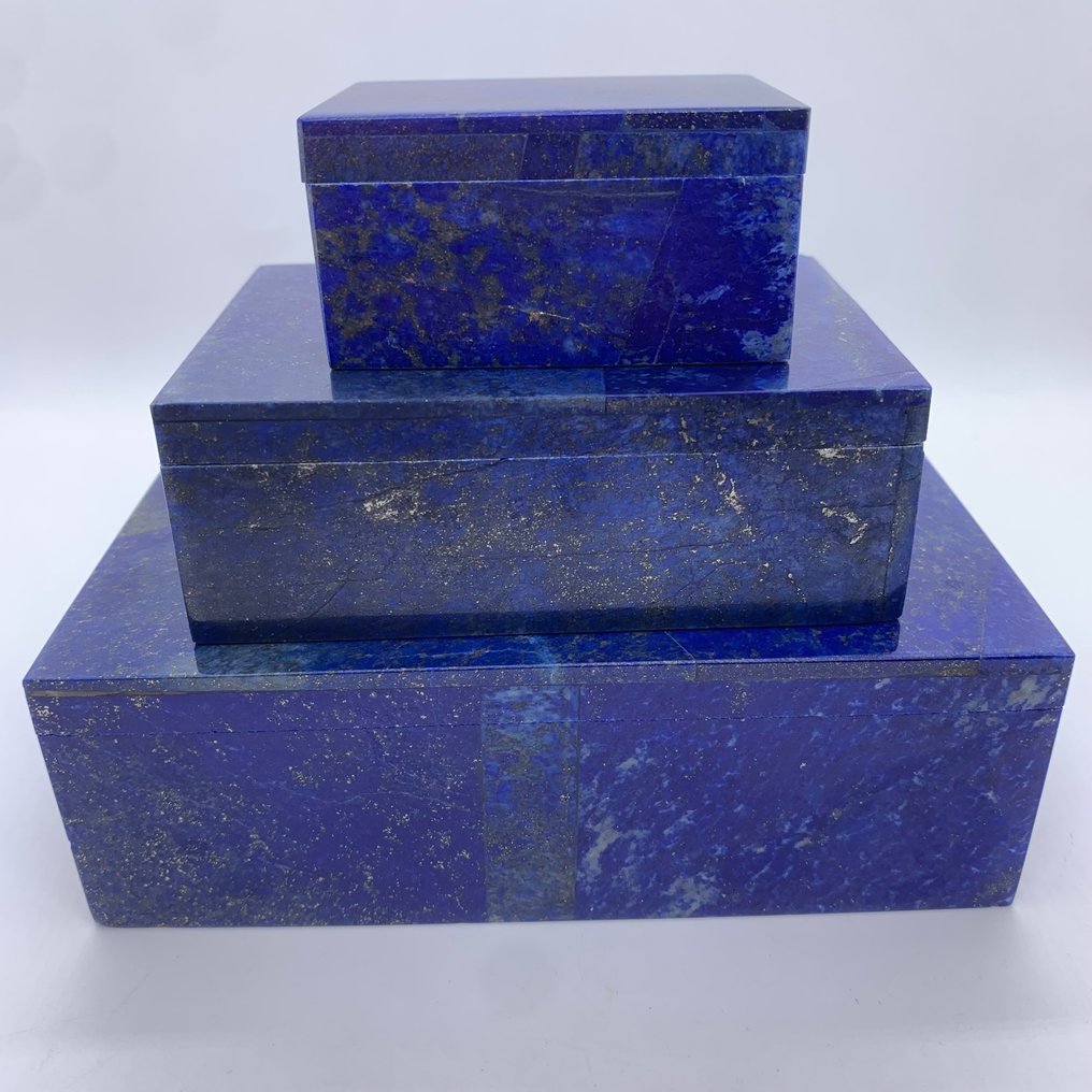 Φυσικό κουτί κοσμημάτων από Lapis Lazuli – χειροποίητο από Badakhshan, Αφγανιστάν - 1.200g - (3) κουτί κοσμημάτων- 1200 g - (3) #1.0
