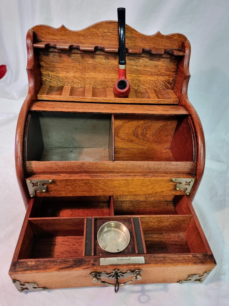 雕花的烟斗架 - 橡木, 黄铜, 金属 - 精炼的烟斗螺旋 #4.3