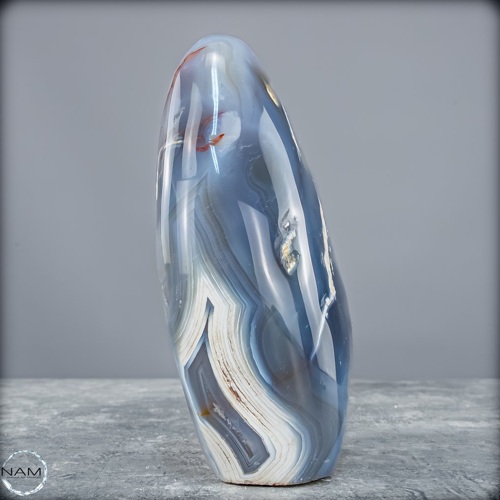 Φυσική μορφή Orca-Achat – μοναδικός σχεδιασμός & απαλές μπλε-λευκές αποχρώσεις Ελεύθερη μορφή- 933.18 g #3.2