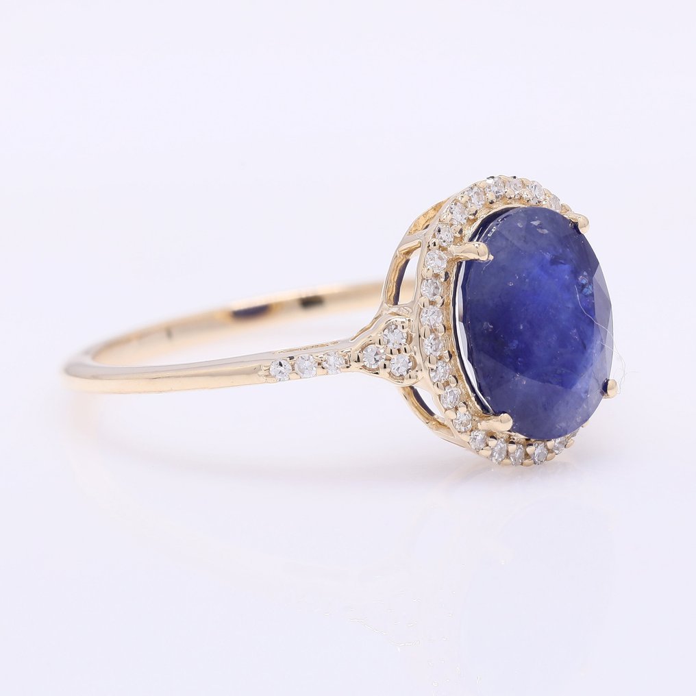 沒有保留價 - 戒指 - 14 克拉 黃金 -  2.68ct. tw. 藍寶石 - 鉆石 #1.0