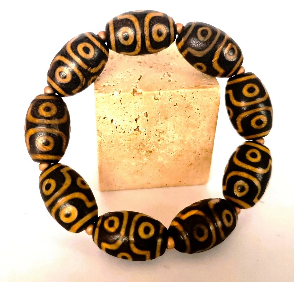 Énergie Intemporelle - Αγκάτη Ταϊβάν Βραχιόλι βουδιστικό - dZi - Αγιασμένο με 6 Μάτια - Συναισθηματική αρμονία και έλεγχος των- 60.93 g #1.0