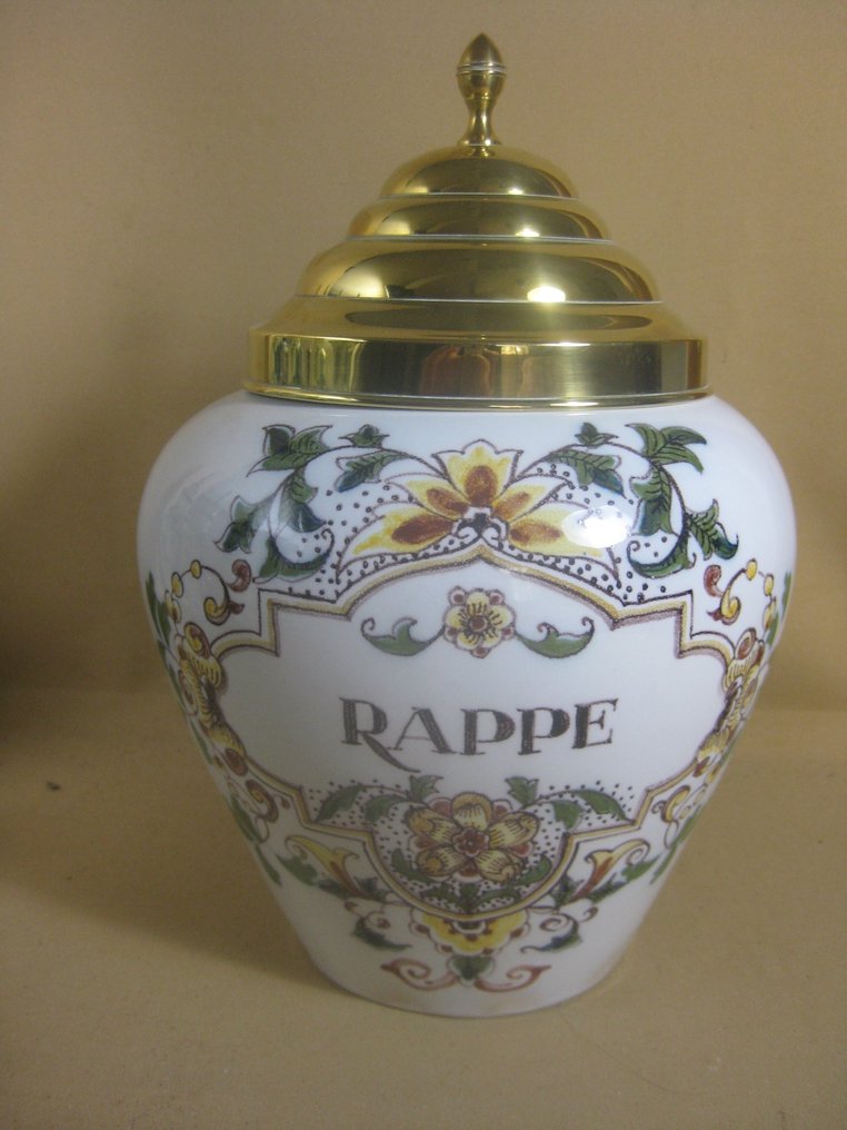 Tobakkskrukke - Steingods, Kobber - Makkum Tichelaar #1.0