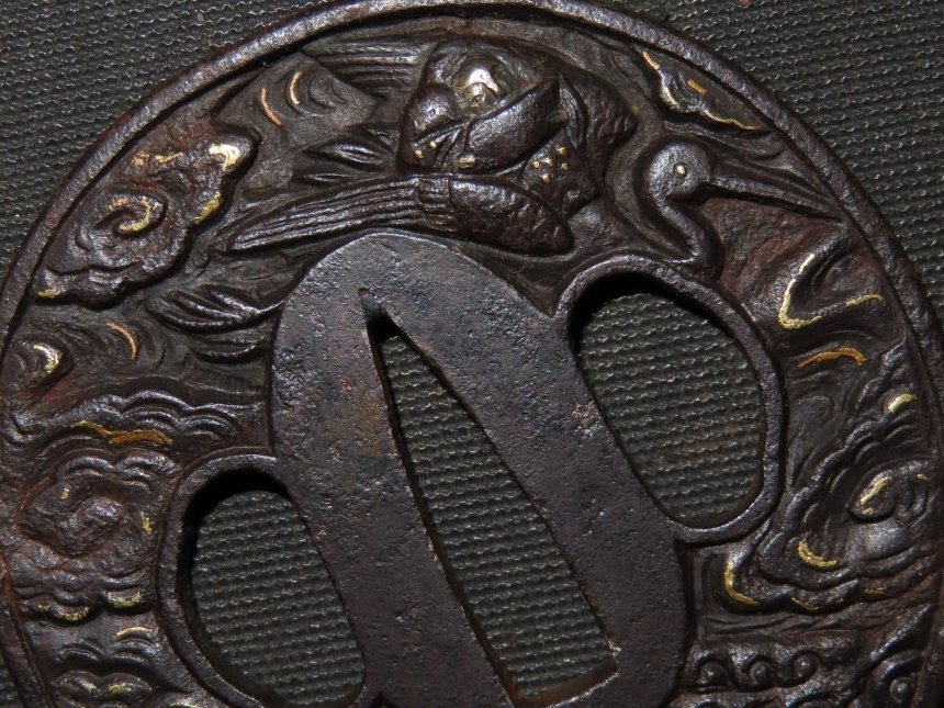 武士刀 - 锻铁 - Bird & Wave Tsuba : C5-319 - 日本 - 江戶時代(1600-1868) #1.0