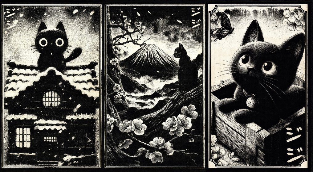 Æ (XX-XXI) - (Set of 3) "Jiji Collection" (2025) - Mixed Media Triptych #1.0