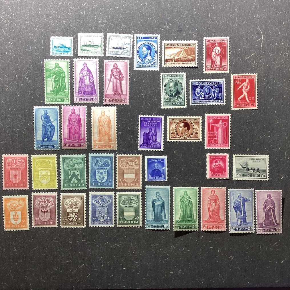 Belgio 1946/1948 - Belgio 1946-1947-1948 MNH, senza serie di sovrastampe - COB 725-791 #2.1