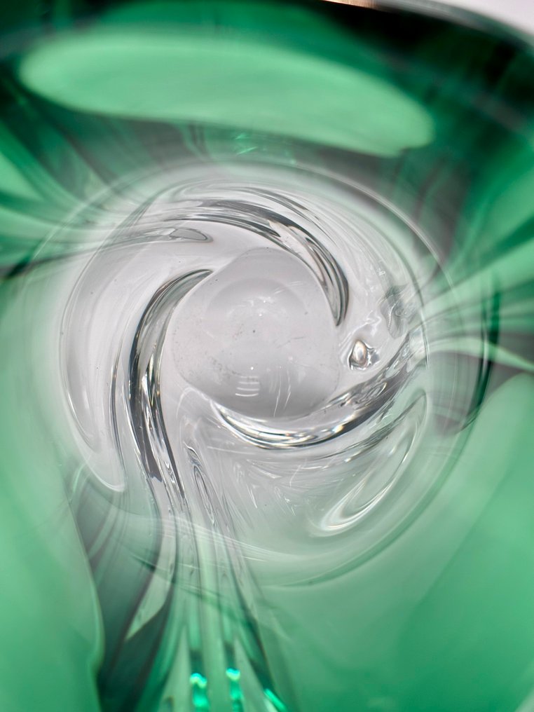 Val Saint Lambert - Vase -  Mulette - vert  - Cristal #1.0