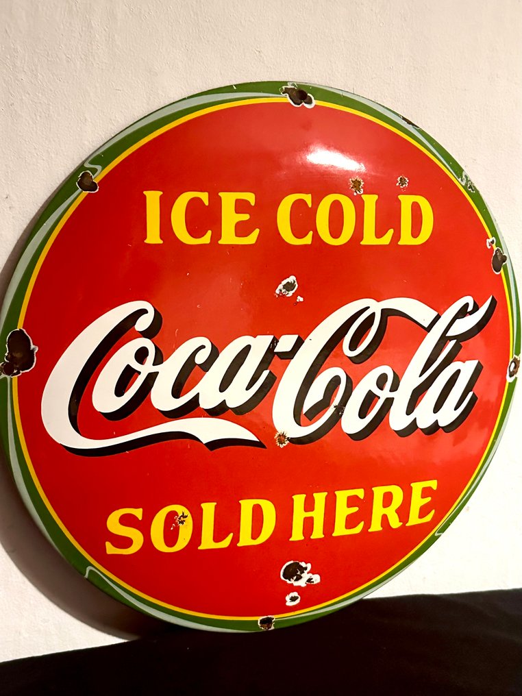 No reserve- Vrij groot Coca Cola emaille reclamebord - Emalikyltti - Metalli #1.0
