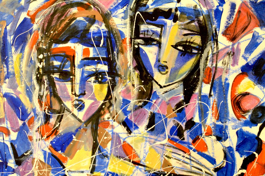 Hrasarkos (1975) - Deux Portrait-Peinture Acrylique Œuvre d'art Moderne #4.3