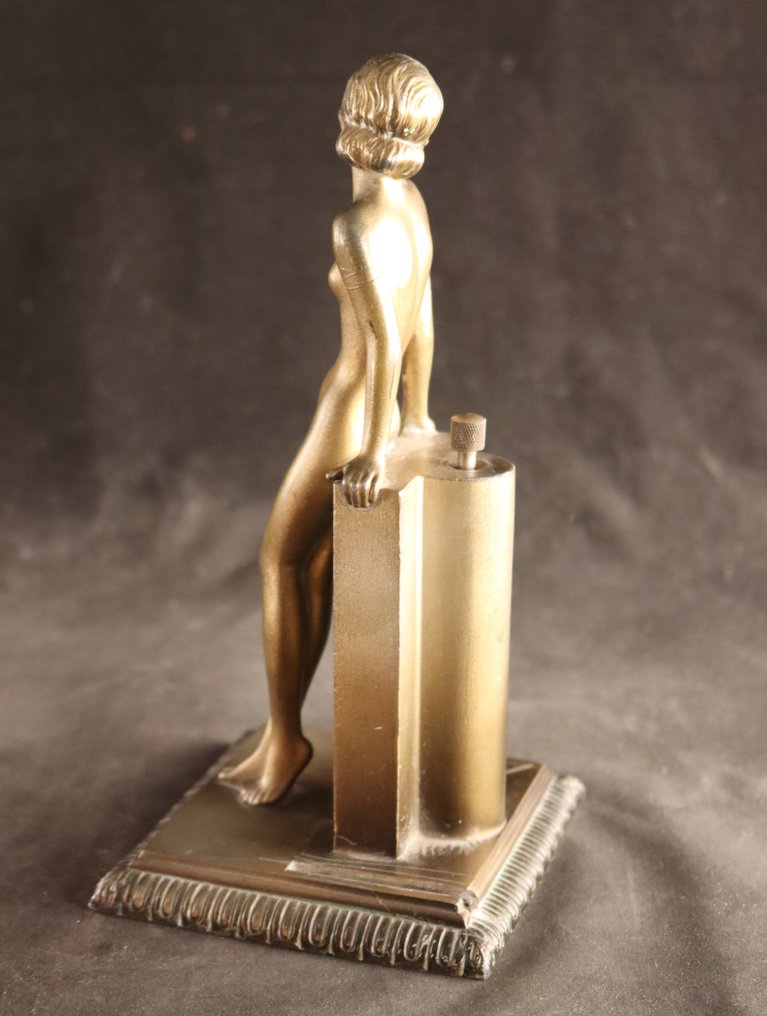 Art Deco aansteker - Josef Lorenzl (1892 - 1950) - Sculpture, Naakt - 20 cm - Metal #4.3