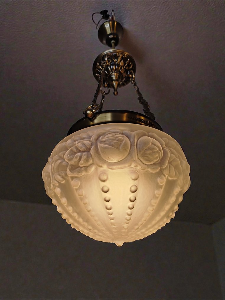 Κρεμαστό φωτιστικό - Μπρούντζος, Ορείχαλκος, Κρύσταλλο - μέσα του 20ού αιώνα #1.0