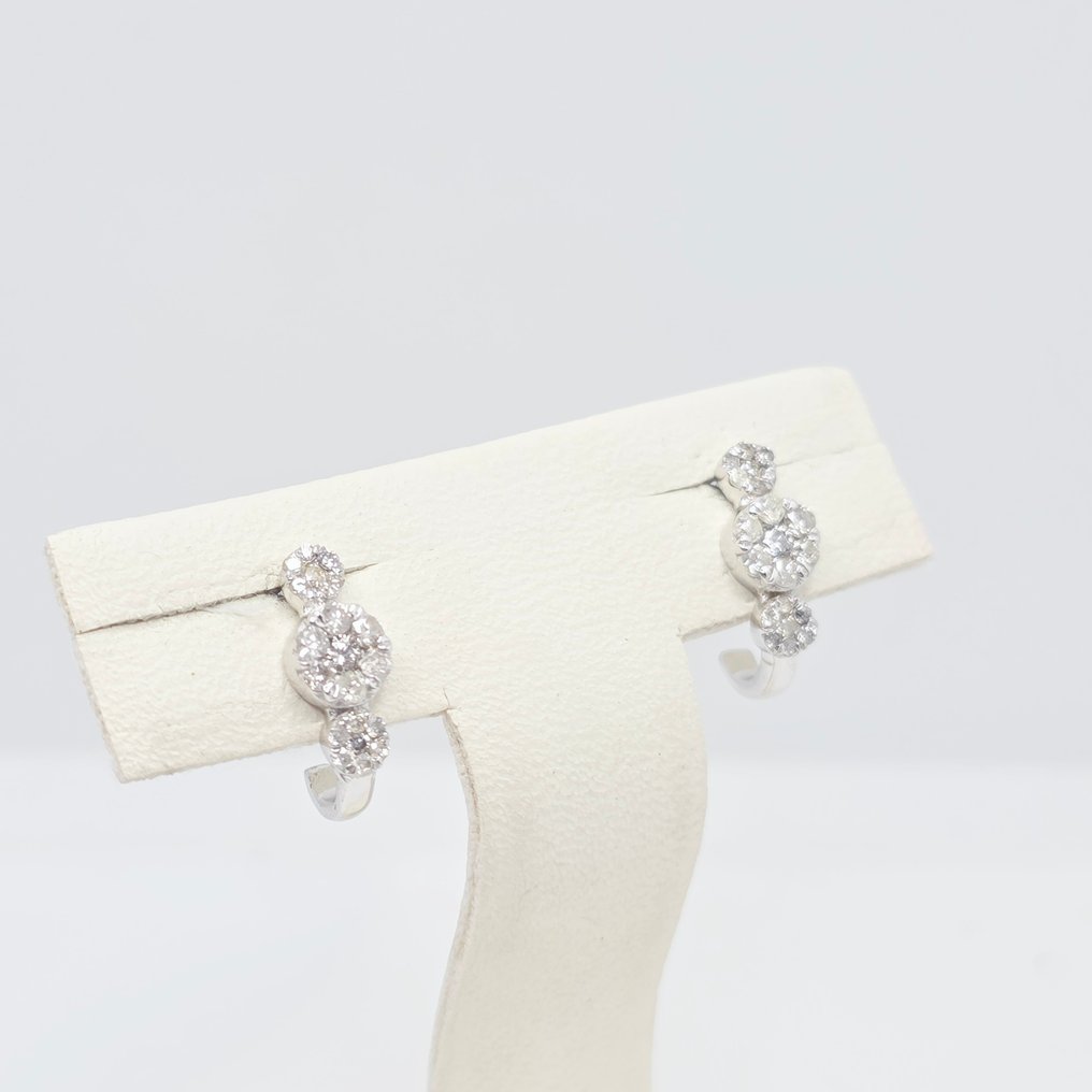 Nincs minimálár - Drop fülbevaló - 14 kt. Fehér arany - 0.25ct. tw. Gyémánt (Természetes) #1.0