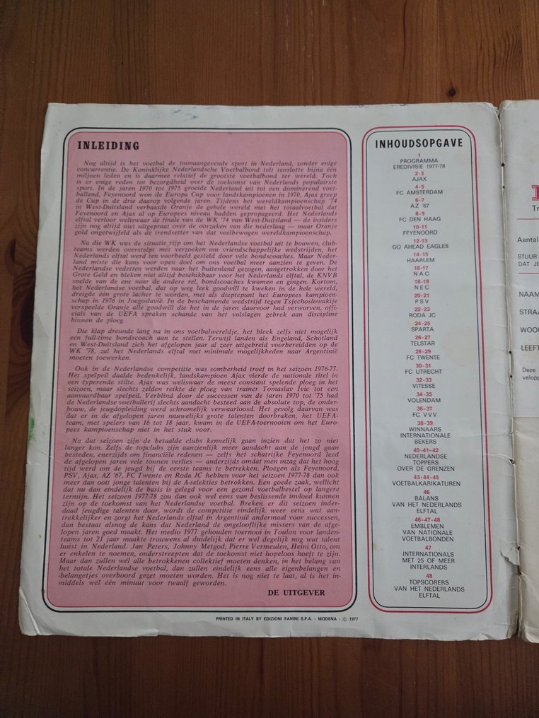 1977/78 帕尼尼 - Willem van Hanegem, Ruud Krol and others. - 1 完整册子 - Good (GD) #2.1